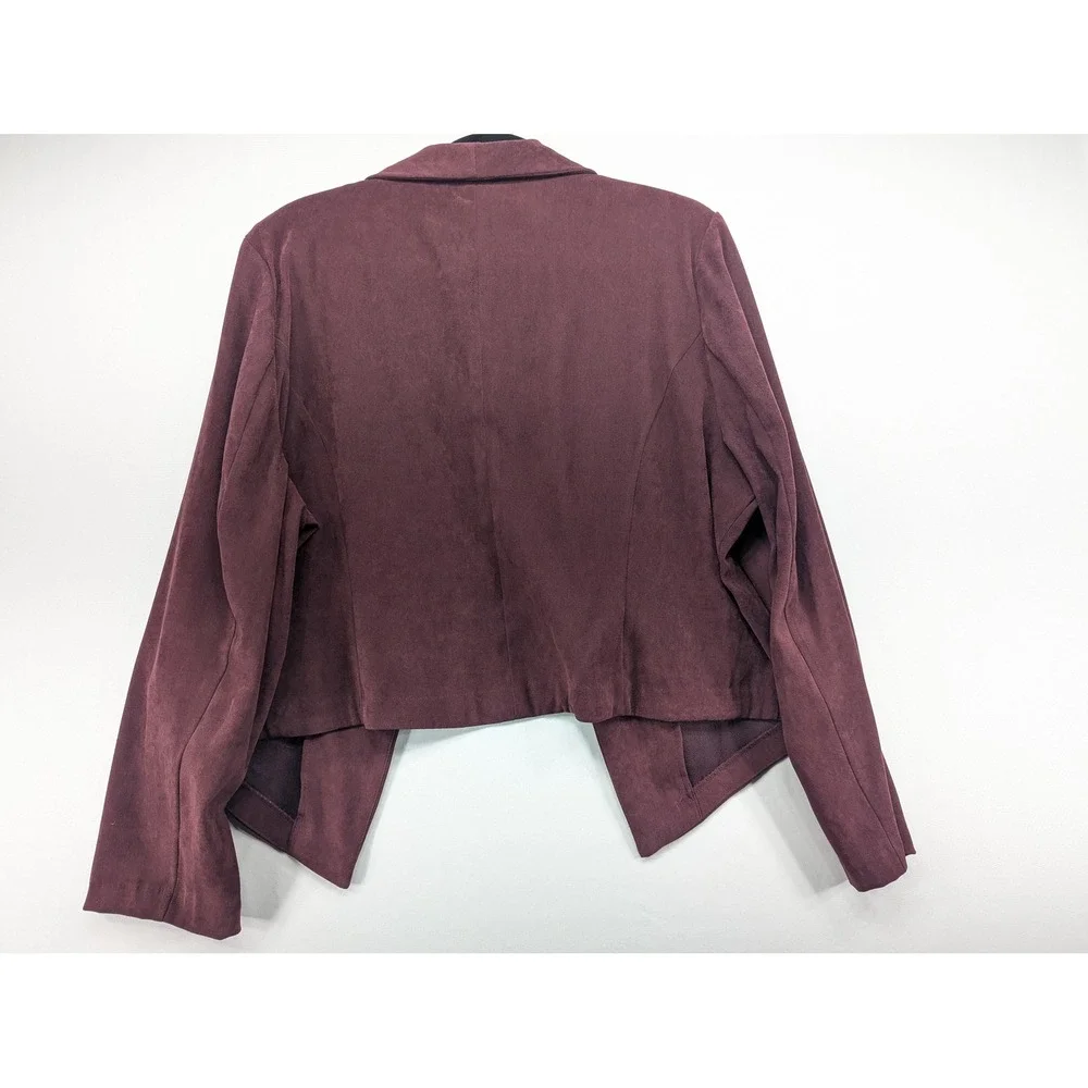 New‎ York Clothing Co Womens 2X Burgundy Faux Suede Ruffle Blazer Jacket